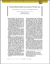 Practical Mental Health Assessment in Primary Care